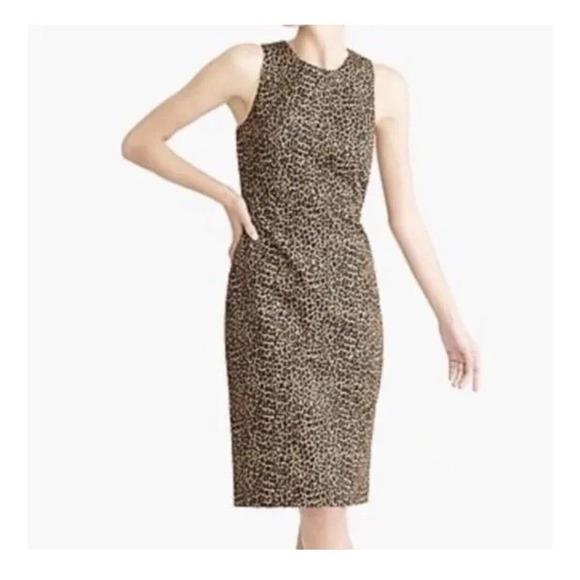 J Crew Leopard Print Sheath Dress Womens Career Work Party Day To Night Sz 4 - Picture 3 of 13